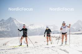 19.06.2024, Tignes, France (FRA): Lou Jeanmonnot (FRA), Flora Dolci (FRA), (l-r) - Cross-Country summer training, Tignes (FRA). www.nordicfocus.com. © Authamayou/NordicFocus. Every downloaded picture is fee-liable.