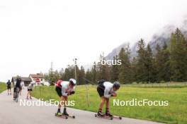 28.05.2024, Lenzerheide, Switzerland (SUI): Marco Isenschmid (SUI), Noe Naeff (SUI), Nicola Wigger (SUI), (l-r) - Cross-Country training, Lenzerheide (SUI). www.nordicfocus.com. © Manzoni/NordicFocus. Every downloaded picture is fee-liable.