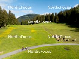 04.06.2024, Lenzerheide, Switzerland (SUI): Marina Kaelin (SUI), Nadia Kaelin (SUI), Desiree Steiner (SUI), (l-r) - Cross-Country training, Lenzerheide (SUI). www.nordicfocus.com. © Manzoni/NordicFocus. Every downloaded picture is fee-liable.