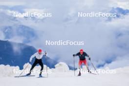 22.06.2024, Les Diablerets, Switzerland (SUI): Roman Schaad (SUI), Nicola Wigger (SUI), (l-r) - Cross-Country summer training on the Glacier 3000, Les Diablerets (SUI). www.nordicfocus.com. © Manzoni/NordicFocus. Every downloaded picture is fee-liable.