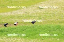 28.05.2024, Lenzerheide, Switzerland (SUI): Jason Rueesch (SUI), Nicola Wigger (SUI), Beda Klee (SUI), (l-r) - Cross-Country training, Lenzerheide (SUI). www.nordicfocus.com. © Manzoni/NordicFocus. Every downloaded picture is fee-liable.