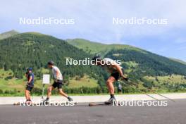 15.08.2024, Ulrichen, Switzerland (SUI): Anian Sossau (GER), Friedrich Moch (GER), Lucas Boegl (GER), Florian Notz (GER), (l-r) - Cross-Country summer training, Ulrichen (SUI). www.nordicfocus.com. © Manzoni/NordicFocus. Every downloaded picture is fee-liable.