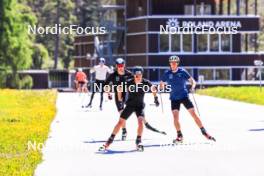 04.06.2024, Lenzerheide, Switzerland (SUI): Noe Naeff (SUI), Pierrick Cottier (SUI), Niklas Steiger (SUI), (l-r) - Cross-Country training, Lenzerheide (SUI). www.nordicfocus.com. © Manzoni/NordicFocus. Every downloaded picture is fee-liable.