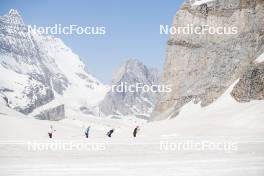 19.06.2024, Tignes, France (FRA): Richard Jouve (FRA), Renaud Jay (FRA), Hugo Lapalus (FRA), (l-r) - Cross-Country summer training, Tignes (FRA). www.nordicfocus.com. © Authamayou/NordicFocus. Every downloaded picture is fee-liable.