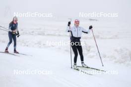 22.06.2024, Les Diablerets, Switzerland (SUI): Karoline Braten Guidon (SUI), coach Team Switzerland, Marina Kaelin (SUI), (l-r) - Cross-Country summer training on the Glacier 3000, Les Diablerets (SUI). www.nordicfocus.com. © Manzoni/NordicFocus. Every downloaded picture is fee-liable.