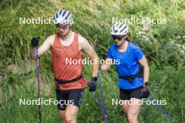 10.07.2024, Lavaze, Italy (ITA): Cyril Faehndrich (SUI), Nadine Faehndrich (SUI), (l-r)  - Cross-Country summer training, Lavaze (ITA). www.nordicfocus.com. © Vanzetta/NordicFocus. Every downloaded picture is fee-liable.