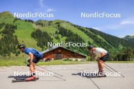 21.06.2024, Les Diablerets, Switzerland (SUI): Jonas Baumann (SUI), Nicola Wigger (SUI), (l-r) - Cross-Country summer training, Les Diablerets (SUI). www.nordicfocus.com. © Manzoni/NordicFocus. Every downloaded picture is fee-liable.