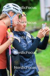 21.06.2024, Les Diablerets, Switzerland (SUI): Desiree Steiner (SUI), Karoline Braten Guidon (SUI), coach Team Switzerland, (l-r) - Cross-Country summer training, Les Diablerets (SUI). www.nordicfocus.com. © Manzoni/NordicFocus. Every downloaded picture is fee-liable.