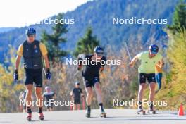 12.10.2024, Ramsau am Dachstein, Austria (AUT): Anian Sossau (GER), Albert Kuchler (GER), Lucas Boegl (GER), (l-r) - Cross-Country summer training, Ramsau am Dachstein (AUT). www.nordicfocus.com. © Manzoni/NordicFocus. Every downloaded picture is fee-liable.