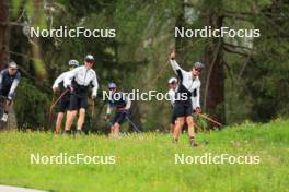 28.05.2024, Lenzerheide, Switzerland (SUI): Noe Naeff (SUI), Nicola Wigger (SUI), Marco Isenschmid (SUI), Jon-Fadri Nufer (SUI), (l-r) - Cross-Country training, Lenzerheide (SUI). www.nordicfocus.com. © Manzoni/NordicFocus. Every downloaded picture is fee-liable.