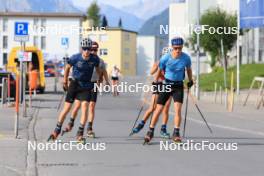 07.08.2024, Lenzerheide, Switzerland (SUI): Jon-Fadri Nufer (SUI), Cla-Ursin Nufer (SUI), Ilan Pittier (SUI), Alina Meier (SUI), (l-r) - Cross-Country summer training, Lenzerheide (SUI). www.nordicfocus.com. © Manzoni/NordicFocus. Every downloaded picture is fee-liable.