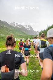 19.06.2024, Tignes, France (FRA): Mélissa Gal (FRA), Sophie Chauveau (FRA), Léna Quintin (FRA), Gilonne Guigonnat (FRA), (l-r) - Cross-Country summer training, Tignes (FRA). www.nordicfocus.com. © Authamayou/NordicFocus. Every downloaded picture is fee-liable.