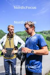 21.06.2024, Les Diablerets, Switzerland (SUI): Erik Braten Guidon (NOR), coach Team Switzerland, Beda Klee (SUI), (l-r) - Cross-Country summer training, Les Diablerets (SUI). www.nordicfocus.com. © Manzoni/NordicFocus. Every downloaded picture is fee-liable.