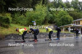 13.09.2024, Schiers, Switzerland (SUI): Jonas Baumann (SUI), Beda Klee (SUI), Janik Riebli (SUI), Valerio Grond (SUI), Roman Schaad (SUI), (l-r) - Cross-Country summer training, Lenzerheide (SUI). www.nordicfocus.com. © Manzoni/NordicFocus. Every downloaded picture is fee-liable.