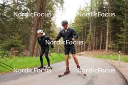 28.05.2024, Lenzerheide, Switzerland (SUI): Janik Riebli (SUI), Nicola Wigger (SUI), (l-r) - Cross-Country training, Lenzerheide (SUI). www.nordicfocus.com. © Manzoni/NordicFocus. Every downloaded picture is fee-liable.