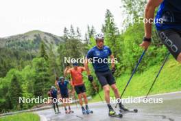 21.06.2024, Les Diablerets, Switzerland (SUI): Janik Riebli (SUI), Valerio Grond (SUI), Jonas Baumann (SUI), Fabrizio Albasini (SUI), (l-r) - Cross-Country summer training, Les Diablerets (SUI). www.nordicfocus.com. © Manzoni/NordicFocus. Every downloaded picture is fee-liable.