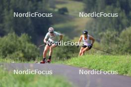 15.08.2024, Ulrichen, Switzerland (SUI): Victoria Carl (GER), Laura Gimmler (GER), (l-r) - Cross-Country summer training, Ulrichen (SUI). www.nordicfocus.com. © Manzoni/NordicFocus. Every downloaded picture is fee-liable.