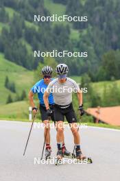 20.06.2024, Les Diablerets, Switzerland (SUI): Nicola Wigger (SUI), Beda Klee (SUI), (l-r) - Cross-Country summer training, Les Diablerets (SUI). www.nordicfocus.com. © Manzoni/NordicFocus. Every downloaded picture is fee-liable.