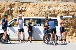 23.07.2024, Premanon, France (FRA): Clement Parisse (FRA), Mathis Desloges (FRA), Theo Schely (FRA), Jules Lapierre (FRA), Hugo Lapalus (FRA), (l-r) - Cross-Country summer training, Premanon (FRA). www.nordicfocus.com. © Manzoni/NordicFocus. Every downloaded picture is fee-liable.