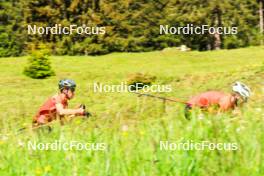 04.06.2024, Lenzerheide, Switzerland (SUI): Fabrizio Albasini (SUI), Antonin Savary (SUI), (l-r) - Cross-Country training, Lenzerheide (SUI). www.nordicfocus.com. © Manzoni/NordicFocus. Every downloaded picture is fee-liable.