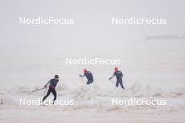 22.06.2024, Les Diablerets, Switzerland (SUI): Jonas Baumann (SUI), Valerio Grond (SUI), Beda Klee (SUI), (l-r) - Cross-Country summer training on the Glacier 3000, Les Diablerets (SUI). www.nordicfocus.com. © Manzoni/NordicFocus. Every downloaded picture is fee-liable.