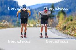 12.10.2024, Ramsau am Dachstein, Austria (AUT): Anian Sossau (GER), Paul Graef (GER), (l-r) - Cross-Country summer training, Ramsau am Dachstein (AUT). www.nordicfocus.com. © Manzoni/NordicFocus. Every downloaded picture is fee-liable.