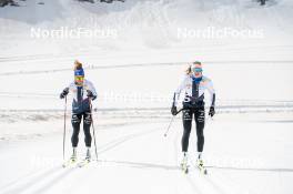 18.06.2024, Tignes, France (FRA): Flora Dolci (FRA), Léna Quintin (FRA), (l-r) - Cross-Country summer training, Tignes (FRA). www.nordicfocus.com. © Authamayou/NordicFocus. Every downloaded picture is fee-liable.