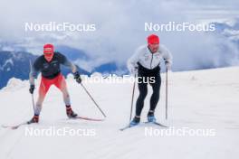 22.06.2024, Les Diablerets, Switzerland (SUI): Nicola Wigger (SUI), Roman Schaad (SUI), (l-r) - Cross-Country summer training on the Glacier 3000, Les Diablerets (SUI). www.nordicfocus.com. © Manzoni/NordicFocus. Every downloaded picture is fee-liable.