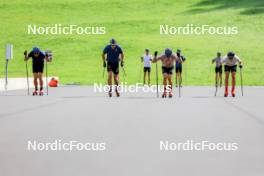 15.08.2024, Ulrichen, Switzerland (SUI): Anian Sossau (GER), Jan-Friedrich Doerks (GER), Janosch Brugger (GER), Jan Stoelben (GER), (l-r) - Cross-Country summer training, Ulrichen (SUI). www.nordicfocus.com. © Manzoni/NordicFocus. Every downloaded picture is fee-liable.