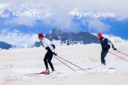 22.06.2024, Les Diablerets, Switzerland (SUI): Ilan Pittier (SUI), Valerio Grond (SUI), (l-r) - Cross-Country summer training on the Glacier 3000, Les Diablerets (SUI). www.nordicfocus.com. © Manzoni/NordicFocus. Every downloaded picture is fee-liable.