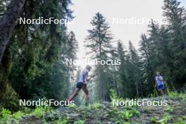 14.08.2024, Ulrichen, Switzerland (SUI): Lena Keck (GER), Per Nilsson (SWE), coach Team Germany, (l-r) - Cross-Country summer training, Ulrichen (SUI). www.nordicfocus.com. © Manzoni/NordicFocus. Every downloaded picture is fee-liable.