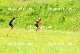 04.06.2024, Lenzerheide, Switzerland (SUI): Jason Rueesch (SUI), Beda Klee (SUI), (l-r) - Cross-Country training, Lenzerheide (SUI). www.nordicfocus.com. © Manzoni/NordicFocus. Every downloaded picture is fee-liable.