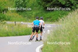 20.06.2024, Les Diablerets, Switzerland (SUI): Nicola Wigger (SUI), Beda Klee (SUI), (l-r) - Cross-Country summer training, Les Diablerets (SUI). www.nordicfocus.com. © Manzoni/NordicFocus. Every downloaded picture is fee-liable.