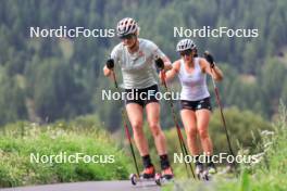 15.08.2024, Ulrichen, Switzerland (SUI): Victoria Carl (GER), Coletta Rydzek (GER), (l-r) - Cross-Country summer training, Ulrichen (SUI). www.nordicfocus.com. © Manzoni/NordicFocus. Every downloaded picture is fee-liable.