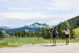 21.06.2024, Les Diablerets, Switzerland (SUI): Jonas Baumann (SUI), Nicola Wigger (SUI), (l-r) - Cross-Country summer training, Les Diablerets (SUI). www.nordicfocus.com. © Manzoni/NordicFocus. Every downloaded picture is fee-liable.