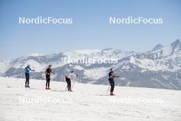 19.06.2024, Tignes, France (FRA): Remi Bourdin (FRA), Hugo Lapalus (FRA), Richard Jouve (FRA), Renaud Jay (FRA), (l-r) - Cross-Country summer training, Tignes (FRA). www.nordicfocus.com. © Authamayou/NordicFocus. Every downloaded picture is fee-liable.