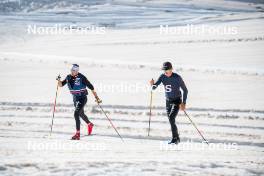 19.06.2024, Tignes, France (FRA): Renaud Jay (FRA), Théo Schely (FRA), (l-r) - Cross-Country summer training, Tignes (FRA). www.nordicfocus.com. © Authamayou/NordicFocus. Every downloaded picture is fee-liable.