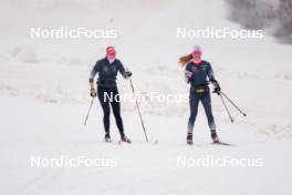 22.06.2024, Les Diablerets, Switzerland (SUI): Desiree Steiner (SUI), Karoline Braten Guidon (SUI), coach Team Switzerland, (l-r) - Cross-Country summer training on the Glacier 3000, Les Diablerets (SUI). www.nordicfocus.com. © Manzoni/NordicFocus. Every downloaded picture is fee-liable.