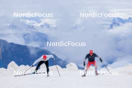 22.06.2024, Les Diablerets, Switzerland (SUI): Roman Schaad (SUI), Nicola Wigger (SUI), (l-r) - Cross-Country summer training on the Glacier 3000, Les Diablerets (SUI). www.nordicfocus.com. © Manzoni/NordicFocus. Every downloaded picture is fee-liable.