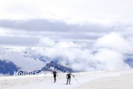 22.06.2024, Les Diablerets, Switzerland (SUI): Desiree Steiner (SUI), Karoline Braten Guidon (SUI), coach Team Switzerland, (l-r) - Cross-Country summer training on the Glacier 3000, Les Diablerets (SUI). www.nordicfocus.com. © Manzoni/NordicFocus. Every downloaded picture is fee-liable.