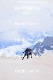 22.06.2024, Les Diablerets, Switzerland (SUI): Jonas Baumann (SUI), Erik Braten Guidon (NOR), coach Team Switzerland, (l-r) - Cross-Country summer training on the Glacier 3000, Les Diablerets (SUI). www.nordicfocus.com. © Manzoni/NordicFocus. Every downloaded picture is fee-liable.