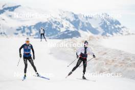 18.06.2024, Tignes, France (FRA): Delphine Claudel (FRA), Mélissa Gal (FRA), (l-r) - Cross-Country summer training, Tignes (FRA). www.nordicfocus.com. © Authamayou/NordicFocus. Every downloaded picture is fee-liable.