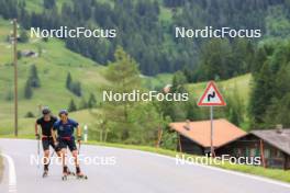 20.06.2024, Les Diablerets, Switzerland (SUI): Jason Rueesch (SUI), Jonas Baumann (SUI), (l-r) - Cross-Country summer training, Les Diablerets (SUI). www.nordicfocus.com. © Manzoni/NordicFocus. Every downloaded picture is fee-liable.