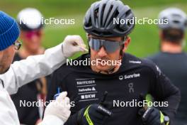 28.05.2024, Lenzerheide, Switzerland (SUI): Lars Ruckstuhl (SUI), Jason Rueesch (SUI), (l-r) - Cross-Country training, Lenzerheide (SUI). www.nordicfocus.com. © Manzoni/NordicFocus. Every downloaded picture is fee-liable.