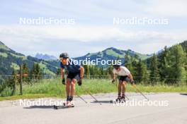 21.06.2024, Les Diablerets, Switzerland (SUI): Jonas Baumann (SUI), Nicola Wigger (SUI), (l-r) - Cross-Country summer training, Les Diablerets (SUI). www.nordicfocus.com. © Manzoni/NordicFocus. Every downloaded picture is fee-liable.