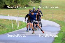 10.09.2024, Lenzerheide, Switzerland (SUI): Janik Riebli (SUI), Beda Klee (SUI), Valerio Grond (SUI), Jonas Baumann (SUI), (l-r) - Cross-Country training, Lenzerheide (SUI). www.nordicfocus.com. © Manzoni/NordicFocus. Every downloaded picture is fee-liable.