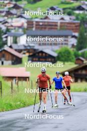 21.06.2024, Les Diablerets, Switzerland (SUI): Nadia Kaelin (SUI), Marina Kaelin (SUI), Desiree Steiner (SUI), (l-r) - Cross-Country summer training, Les Diablerets (SUI). www.nordicfocus.com. © Manzoni/NordicFocus. Every downloaded picture is fee-liable.