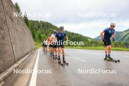 21.06.2024, Les Diablerets, Switzerland (SUI): Jonas Baumann (SUI), Jason Rueesch (SUI), Valerio Grond (SUI), Nicola Wigger (SUI), Beda Klee (SUI), Janik Riebli (SUI), (l-r) - Cross-Country summer training, Les Diablerets (SUI). www.nordicfocus.com. © Manzoni/NordicFocus. Every downloaded picture is fee-liable.