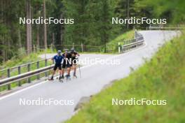 07.08.2024, Lenzerheide, Switzerland (SUI): Beda Klee (SUI), Nicola Wigger (SUI), Valerio Grond (SUI), (l-r) - Cross-Country summer training, Lenzerheide (SUI). www.nordicfocus.com. © Manzoni/NordicFocus. Every downloaded picture is fee-liable.