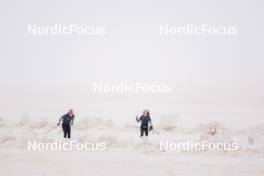 22.06.2024, Les Diablerets, Switzerland (SUI): Desiree Steiner (SUI), Karoline Braten Guidon (SUI), coach Team Switzerland, (l-r) - Cross-Country summer training on the Glacier 3000, Les Diablerets (SUI). www.nordicfocus.com. © Manzoni/NordicFocus. Every downloaded picture is fee-liable.